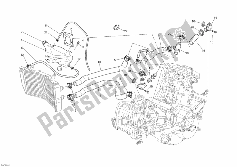 All parts for the Cooling Circuit of the Ducati Superbike 848 EVO USA 2012